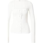 Reduzierte Offwhitefarbene Unifarbene Langärmelige Tunika-Blusen aus Spitze für Damen Größe M Große Größen 