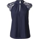 Marineblaue Ärmellose Vero Moda Stehkragen Transparente Blusen & durchsichtige Blusen durchsichtig aus Spitze für Damen Größe M Große Größen 