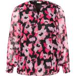 Reduzierte Pinke Blumenmuster Langärmelige Kaffe Tunika-Blusen aus Polyester für Damen Größe L Große Größen 