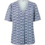 Reduzierte Blaue TCHIBO Bio V-Ausschnitt V-Shirts für Damen Größe L 