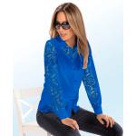 Royalblaue Langärmelige bader Tunika-Blusen durchsichtig aus Spitze für Damen Größe S 