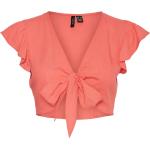 Reduzierte Korallenrote Unifarbene Vero Moda Nachhaltige Tunika-Blusen aus Leinen für Damen Größe M 