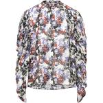 Reduzierte Cremefarbene Blumenmuster Langärmelige Young Poets Society Stehkragen Tunika-Blusen mit Puffärmeln aus Chiffon für Damen Größe XS 