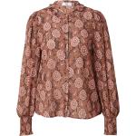Reduzierte Braune Blumenmuster Langärmelige NOA NOA Tunika-Blusen aus Polyester für Damen Größe XS 