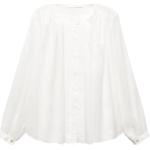 Reduzierte Offwhitefarbene Unifarbene Langärmelige Mango Olivia Tunika-Blusen für Damen Größe M 
