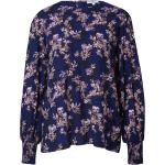 Reduzierte Schwarze Blumenmuster Langärmelige Tunika-Blusen mit Puffärmeln mit Reißverschluss für Damen Größe M 