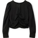 Reduzierte Schwarze Animal-Print Langärmelige Desigual Tunika-Blusen mit Puffärmeln aus Polyamid für Damen Größe M 
