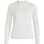 Weiße Langärmelige Vila Stehkragen Tunika-Blusen mit Reißverschluss aus Spitze für Damen Größe S Große Größen 