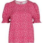 Reduzierte Pinke Blumenmuster Halblangärmelige Vila Tunika-Blusen für Damen Größe XXL Große Größen 