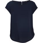 Mitternachtsblaue Kurzärmelige ONLY Tunika-Blusen mit Reißverschluss aus Polyester für Damen 
