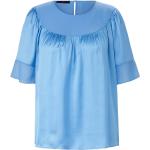 Reduzierte Blaue Kurzärmelige Emilia Lay Transparente Blusen & durchsichtige Blusen durchsichtig aus Chiffon maschinenwaschbar für Damen Größe XXL 