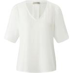Reduzierte Offwhitefarbene Kurzärmelige UTA RAASCH V-Ausschnitt Festliche Blusen aus Satin maschinenwaschbar für Damen Übergrößen für den für den Sommer 