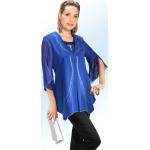 Royalblaue bader V-Ausschnitt Tunika-Blusen mit Strass aus Chiffon für Damen Größe M 