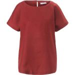 Reduzierte Bordeauxrote Kurzärmelige Peter Hahn Shirts mit Tasche aus Leinen maschinenwaschbar für Damen Größe L 