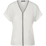 Reduzierte Weiße Kurzärmelige Basler V-Ausschnitt V-Shirts aus Polyester maschinenwaschbar für Damen Übergrößen 