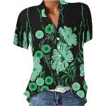 Grüne Batik Oversize Die Peanuts V-Ausschnitt Tunika-Blusen mit Fransen mit Reißverschluss aus Spitze für Damen Übergrößen für den für den Sommer 