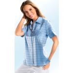 Blaue bader Tunika-Blusen mit Schulterpolstern mit Reißverschluss für Damen Größe M Große Größen 