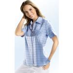 Blaue bader Tunika-Blusen mit Schulterpolstern mit Reißverschluss für Damen Größe XL Große Größen 