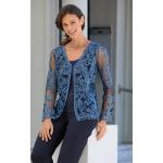 Marineblaue bader V-Ausschnitt Tunika-Blusen durchsichtig aus Polyester für Damen Größe M 
