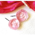 Rosa Bestickte Haarnadeln aus Satin für die Braut 