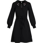 Schwarze Bestickte Blutsgeschwister Herbstkleider mit Puffärmeln aus Jersey für Damen Größe XL für den für den Herbst 