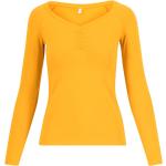Gelbe Langärmelige Blutsgeschwister Bio V-Ausschnitt V-Shirts für Damen Größe XXL 