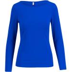 Blaue Sportliche Langärmelige Blutsgeschwister U-Boot-Ausschnitt Basic-Shirts aus Jersey für Damen Größe XXL 