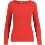 Rote Sportliche Langärmelige Blutsgeschwister U-Boot-Ausschnitt Basic-Shirts aus Jersey für Damen Größe XS 