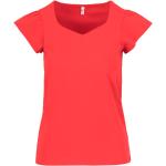 Reduzierte Rote Kurzärmelige Blutsgeschwister Bio V-Ausschnitt T-Shirts für Damen Größe L für den für den Sommer 