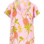 Rosa Elegante Blutsgeschwister Bio V-Ausschnitt Tunika-Blusen aus Viskose für Damen Größe XXL für den für den Sommer 