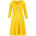 Gelbe 3/4-ärmelige Blutsgeschwister Bio V-Ausschnitt Sommerkleider für Damen Größe XL für den für den Sommer 