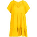 Gelbe Unifarbene Blutsgeschwister Stufenkleider aus Musselin für Damen Größe M für den für den Sommer 
