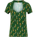 Grüne Elegante Kurzärmelige Blutsgeschwister Bio Stehkragen T-Shirts aus Samt für Damen Größe M 