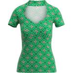 Grüne Elegante Kurzärmelige Blutsgeschwister Stehkragen T-Shirts für Damen 