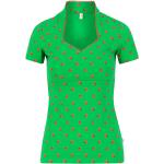 Grüne Elegante Kurzärmelige Blutsgeschwister Stehkragen T-Shirts für Damen Größe XS 
