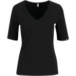 Schwarze Kurzärmelige Blutsgeschwister V-Ausschnitt T-Shirts für Damen Größe S 