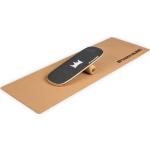 BoarderKING Indoorboard Classic Balance Board + Matte + Rolle Holz / Kork Indoorboard Classic Balanceboard Skateboard Surfboard Trickboard Balance Board | Flow Shape | inkl. 10/33 Korkrolle & rutschfester Bodenschutzmatte | Material: Holz & Kork