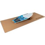 BoarderKING Indoorboard Wave Balance Board + Matte + Rolle Holz / Kork Indoorboard Wave Balanceboard Skateboard Surfboard Trickboard Balance Board | inkl. 10/33 Korkrolle & rutschfester Bodenschutzmatte | Material: Holz & Kork