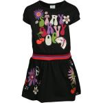 Schwarze Gestreifte Kurzärmelige Bóboli Kinderkleider mit Pailletten aus Baumwolle für Mädchen Größe 122 