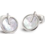 Silberne Boccia Runde Muschel-Ohrringe & Perlmutt-Ohrringe poliert aus Metall mit Perlmutt für Damen 