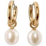 Silberne Boccia Perlenohrringe poliert mit Echte Perle für Damen 