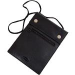 BOCCX großer Brustbeutel aus weichem Leder mit Klarsichtfach Brusttasche Security Wallet für Reisepass 10019 GoBago schwarz
