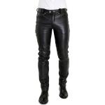 Schwarze Slim Fit Jeans aus Rindsleder für Herren Weite 33, Länge 34 