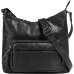 Schwarze Bodenschatz Lederhandtaschen mit Reißverschluss aus Leder mit Außentaschen für Damen klein 