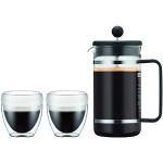 Bodum Bistro Set 2 Becher PAVINA Outdoor 0,25 l + Kaffeebereiter aus Kunststoff für 8 Tassen, Schwarz