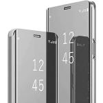 Silberne Samsung Galaxy S24 Hüllen Art: Flip Cases mit Bildern mit Spiegel 