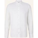 Weiße Langärmelige Bogner Kentkragen Hemden mit Kent-Kragen mit Knopf aus Leinen für Herren 