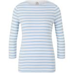 Reduzierte Hellblaue Gestreifte Langärmelige Bogner U-Boot-Ausschnitt Ringelshirts aus Baumwolle für Damen Größe XS für den für den Frühling 