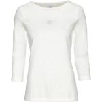 Reduzierte Offwhitefarbene Unifarbene Langärmelige Bogner U-Boot-Ausschnitt Basic-Shirts aus Baumwolle für Damen für den für den Frühling 