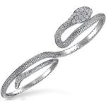 Silberne Boho Bling Jewelry Zweifingerringe aus Silber mit Zirkonia für Damen zur Hochzeit 